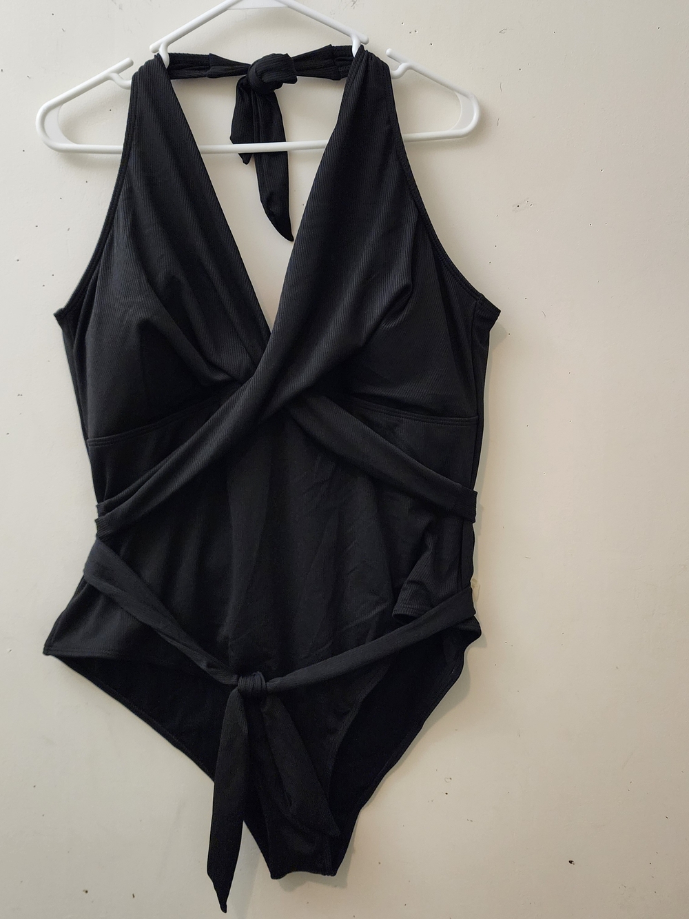 One Piece Black Swimsuit Sz 4X Wrap Tie Vacation Beach Cruise Pool Party Lake